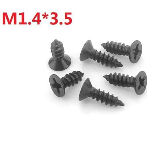 2000PCS M1.4*3.5 Black flat head Phillips drywall screw Countersunk Head Self tapping Electronic Screws