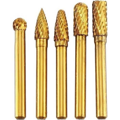 5 Pcs 6X8mm Tungsten Steel Grinding Head Rotary Burrs Bits for Woodworking Drilling Metal Craving Engraving Polishing