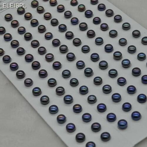 AAA lots near half round button half hole mix black pearl 7mm