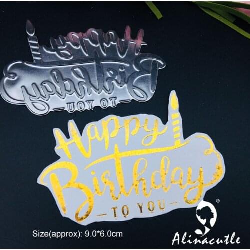 Alinacutle Glimmer Hot Foil Plate Die Happy Birthday DIY Scrapbooking Paper Craft Handmade Card Punch Art A