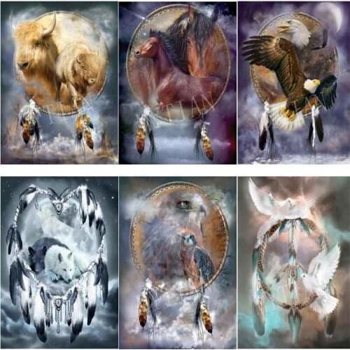 New full square/round 5D DIY diamond painting Dream feather 3d Embroidery Pattern animals cross stitch kit mosaic decor stickers