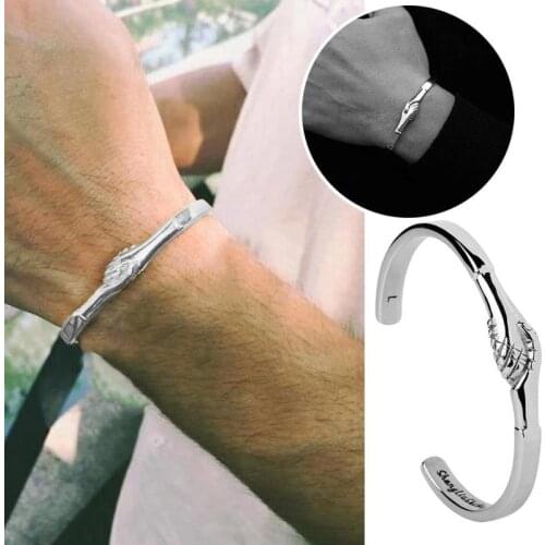 Hug Bracelet Couple Shaking Hands Bracelet Peace Open Alloy Bracelet for Men and Women Couples Shaking Hands Meaning Peace
