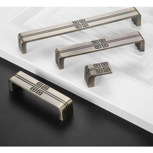 Antique Bronze Handle w/screw Pull 96/128/192mm Single Hole Knob Alloy Old Chinese Retro Lace Kitchen Bathroom Drawer Cupboard
