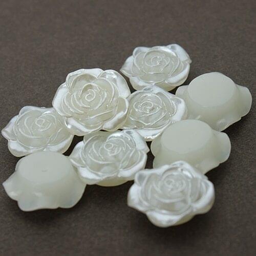 20pcs/lot 18mm Imitation Flatback Pearl Beads White Resin Flower Cabochon Pearls for Phone Decoration DIY Jewelry Making F1569
