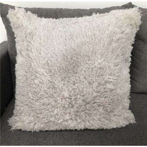 Home Decorative Faux Fur Cushion Cover Grey Sofa Throw Pillowcase For Living Room
