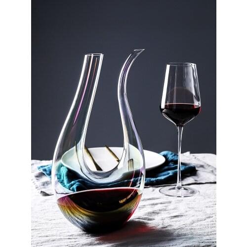 European Lead Free Crystal Wine Decanter U Type Transparent Colored Rapid Liquor Divider 1600ml Grape Wine Pot