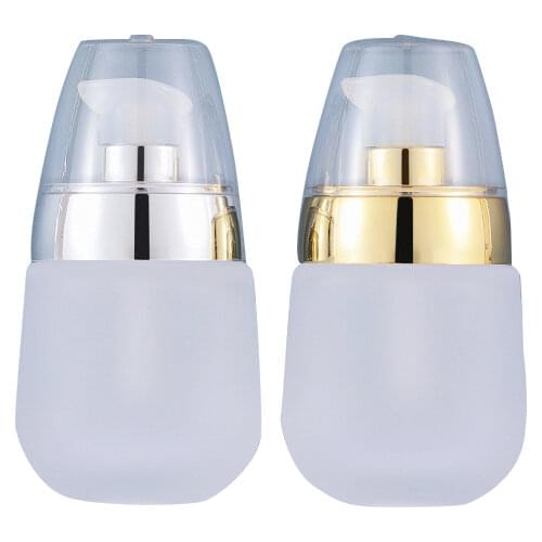 30ml Frosted Clear Glass Lotion Cosmetic Toner Serum Bottle Gold Flower Lid