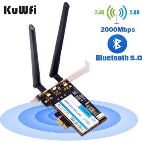 KuWFi PCI-e WiFi Adapter + Dual Band Bluetooth 5.0 WLAN Network Card for Intel 9260ac 802.11ac 1730Mbps Wireless-AC 9260