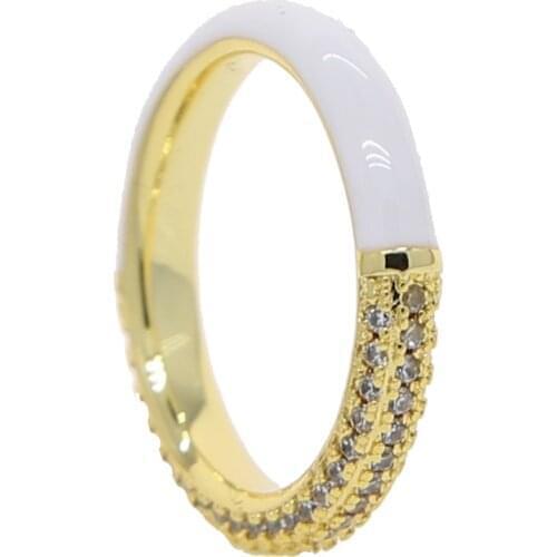 Love Cute Wedding Engagement Rings for Women Micro Pave CZ Crystal with Enamel Gold Color Fashion Jewelry Size 6 7 8