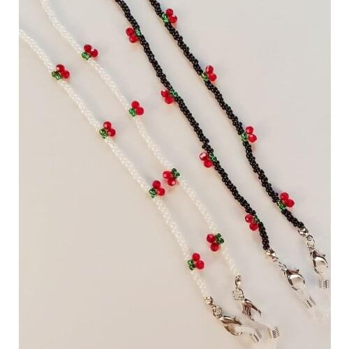 Fashion Necklace Eyeglass Cord Non-slip Glasses Chain Holder Sunglasses Lanyard Eyewear Holder Strap Beaded Cherry