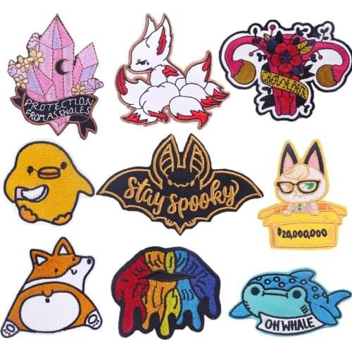 DIY Cartoon Patch On Clothes Ironing Stickers Embroidered Patches For Clothes Applique Iron On Patches For Clothing Stripe Badge