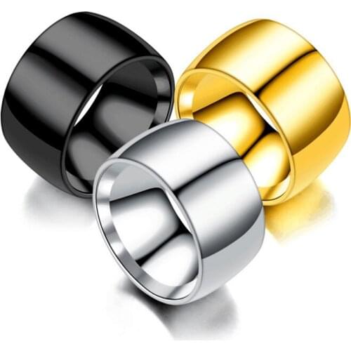 European and American New Titanium Steel Mens Ring 12mm Stainless Steel Plain Ring Korean Hand Jewelry Wholesale mens ring