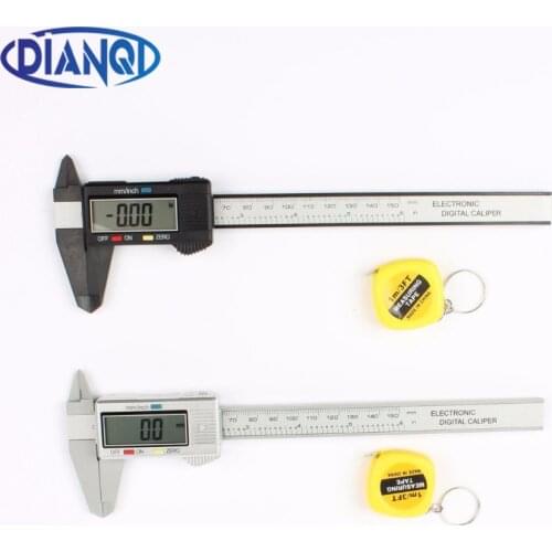 New Arrival 150mm 6 inch LCD Digital Electronic Carbon Fiber Vernier Caliper Gauge Micrometer Measuring Tool 1m tape measure