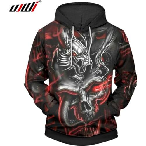 UJWI New Pullover Plus Size 6XL Hooded O-Neck Hoodie Sweatshirt Animal Dragon 3d Printed Hoodies Men Clothes Casual Wholesale
