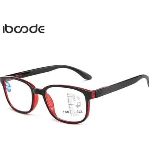 Iboode Vintage Progressive Multifocus Anti Blue Light Reading Glasses Men Women Big Frame Presbyopia Eyeglasses +1.0 To +3.5 New