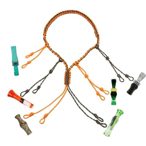 Hunting Decoy Rope Hunting Duck Call Lanyard Cord Hunter Game Whistle Lanyard Hunting Decoy Rope with 12 Adjustable Loops Rings