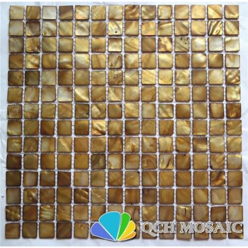 Dyed yellow mother of pearl mosaic tile for kitchen backsplash and bathroom 22 square feet/lot square pattern