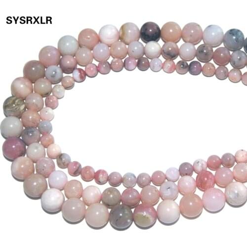Wholesale 100% Natural Stone Imported Pink Opal Gem Round Beads For Jewelry Making DIY Bracelet Necklace Material 6/8/10 MM