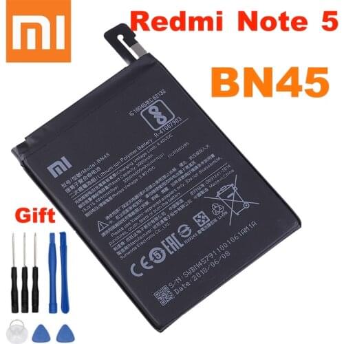 Xiao mi 100% Orginal BN45 4000mAh Battery For Xiaomi Redmi Note 5 Note5 BN45 Phone Replacement Batteries +Tools