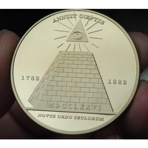 40mm American Emblem North America Masonic Pyramid USA Metal Coin Plated Commemorative Coin Badge medal for collection