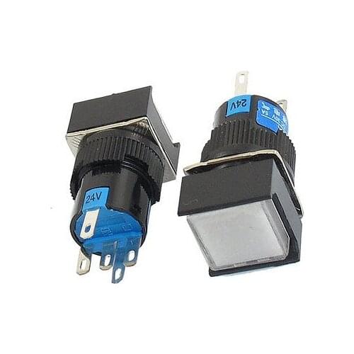 Panel Mount White Sign Square Self-locking Push Button Switch 24V DC Lamp