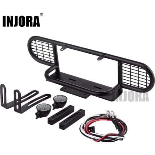 INJORA Metal Front Camel Trophy Bumper with Led Light for 1/10 RC Crawler Traxxas TRX4 D90 D110 Defender