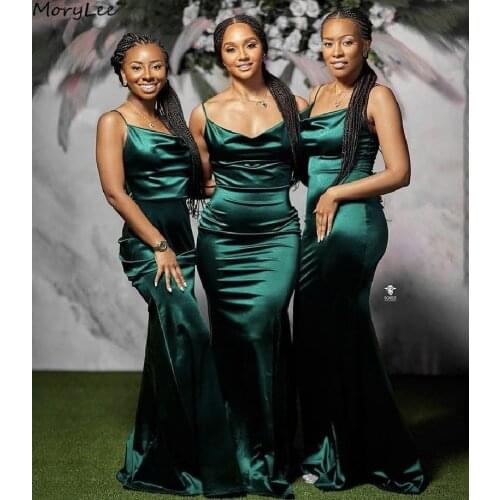 Bridesmaid Dresses Spaghetti Straps Spandex Satin Mermaid Bridesmaid Dresses With Lace Up Back Wedding Party Bridesmaid Gowns