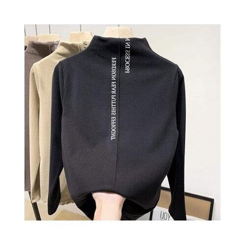 2021 fall/winter womens pullover plush sweater Korean style stretch casual pullover fashion slim high-neck warm female sweater