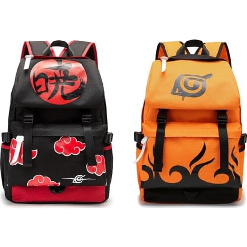 Anime Ninja Cosplay backpack student bag wooden leaf red cloud waterproof bag mens and womens backpack