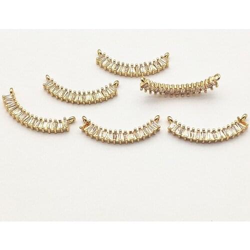 New Arrival!28x11mm 30pcs Cubic Zirconia Copper Connectors For Handmade necklace Earring DIY Parts Jewelry Findings & Components