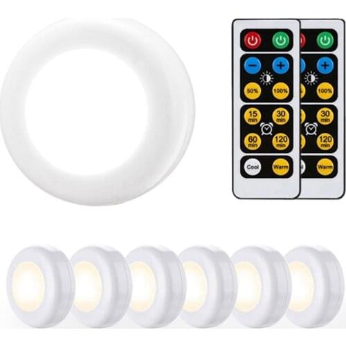 Led Cabinet Light White+Warm light Color Remote Control Wireless Dimmable LED Night Lamps Battery Light for Closet Kitchen Stair