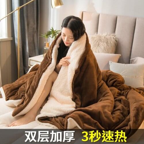 Thickened warm coral blanket double flannel blanket quilt nap blanket lamb
