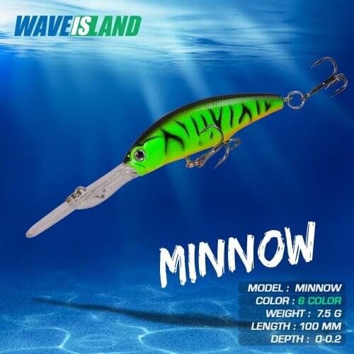 WAVEISLAND Minnow Fishing Lure Floating Mino Layer 7.5G 10cm Wobblers Isca Artificial Bait Pesca Saltwater Lures Carp Fish Peche