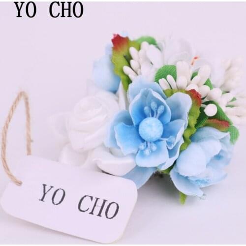 YO CHO 2018 New Style Wedding Party Prom Man Suit Corsage Artificial Foam Rose Flowers Stain Ribbon Decoration Pin Brooch Gift