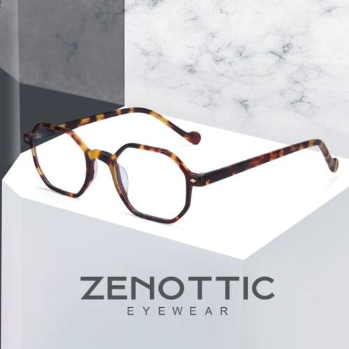 ZENOTTIC Acetate Glasses Frame Men Square Prescription Eyeglasses Women Male Nerd Myopia Optical Clear Lens Spectacles Eyewear