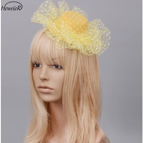 Lady Bride Women Girls Wedding Cocktail Races Party Fascinator Lace Bead Top Hat Cap Hair Clip Hairpiece