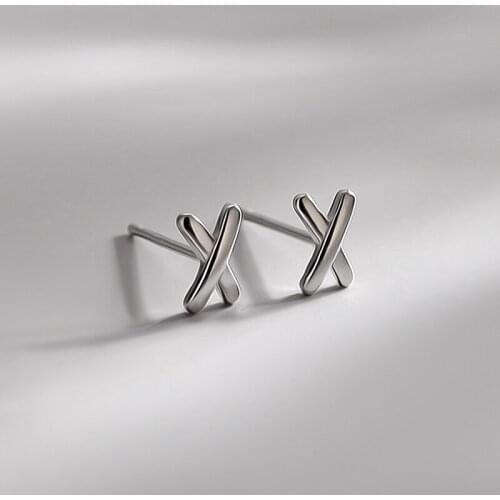 Womens Minimalist Cartilage Stud Earrings X-shape Cross Small Piercing Earring Stud Simple Stylish Tiny Ear Accessories Gifts