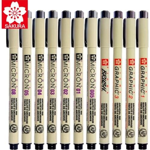 1Pcs Sakura pigma micron needle pen xsdk black marker brush pen for sketch drawing design manga comic