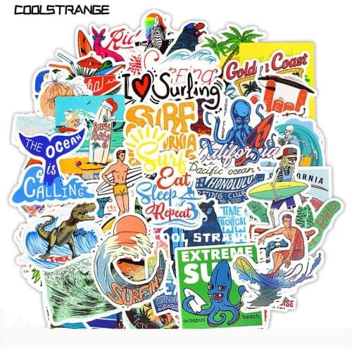 50Pcs/Pack Surffing Graffiti Stickers Outdoor Sport For Luggage Laptop Motorcycle Skateboard Gift Guitar Phone Helmet