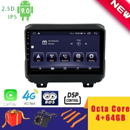9" Android 10.0 Car Multimedia Player Stereo for Jeep Wrangler 2018 Navigation Head Unit Octa Core DSP 2.5D+IPS 4G Carplay