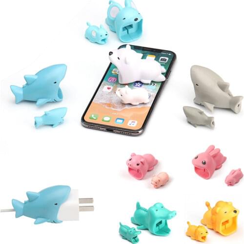 Cable Accessory Decorate Cable Winder Big Animal Bite USB Charger Plug Cable Protector For iphone 8 7 6 5 USB cable protection
