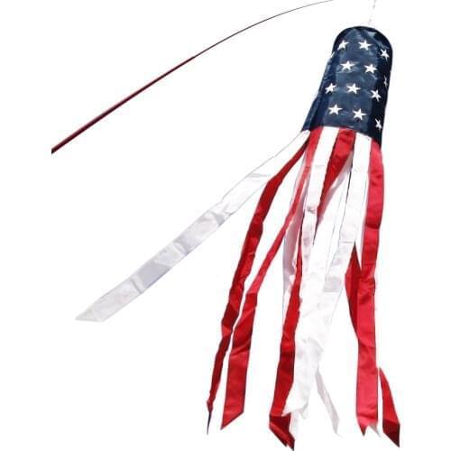 Anley 60 Inch American US Flag Windsock, Stars & Stripes USA Patriotic Decorations - Embroidered Stars - 5 Feet