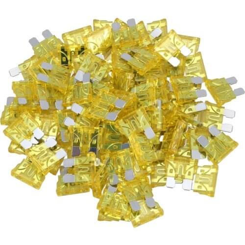 Vehicle Car 20A 20Amp Yellow Body Two Prong Blade ATC Fuse 100pcs