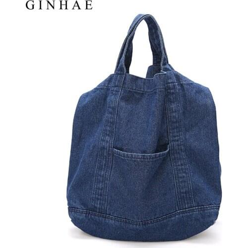 2021 Fashion Rock Big Tote Bags Women Canvas Denim Large Capacity Handbag Shoulder Bags Causal Unisex Travel Shopping Bags