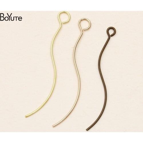 BoYuTe 100Pcs 0.8*48MM Metal Copper S Shaped Pins with Loop Diy Hand Made Jewelry Accessories Parts