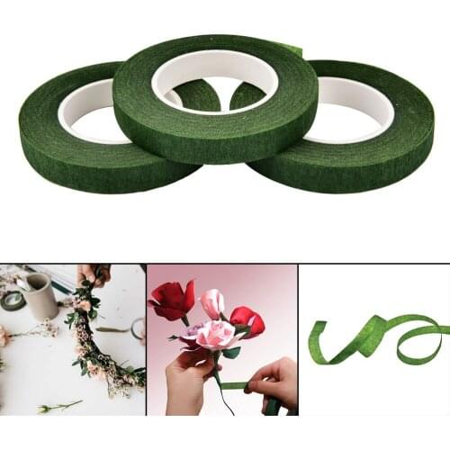 1.2cm*30 Yard Floral Tape, DIY Paper Tape Simulation Green Branches Leaves Silk Mesh Flower Diameter Production Material