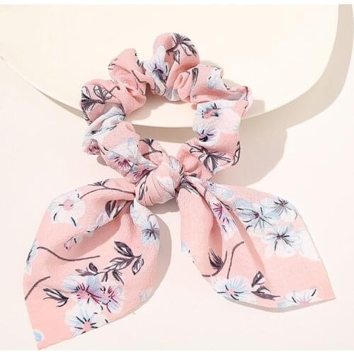 Floral Print Korea Classic Simple Hair Scrunchie Summer Knotted Headwear Headdress Hair Band Bow Hair Ring Hair Rope Head Rope