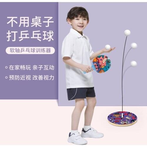 Wooden Toys Elastic Soft Shaft Table Tennis Trainer Soldier Self-training Device Childrens Anti-myopia Indoor Toys Home