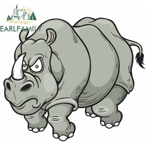 EARLFAMILY 13cm x 11.3cm for Rhino Car Decal DIY Waterproof Bumper Car Sticker Suitable for VAN RV SUV Simulation Fun Decoration