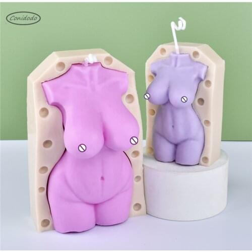 Erotic Naked Torso Silicone Body Candles Mold Waist Realistic Shape Female Bust Scented DIY Handmade 3D Stereo Food Grade Mould